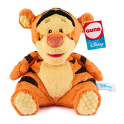 Plush toy tigger with GUND and Disney tags on a white background