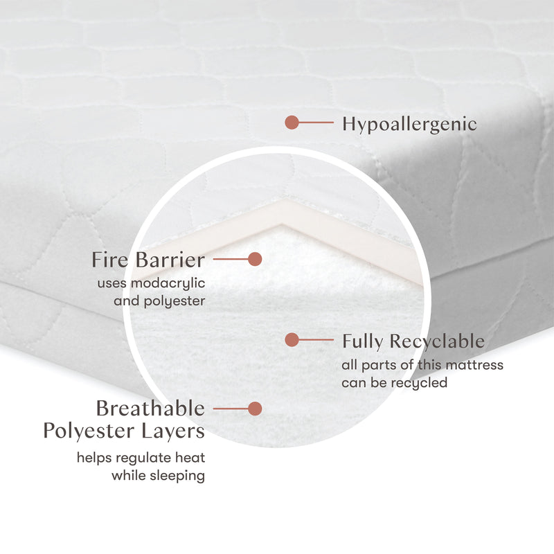 Babyletto Pure Core Mini Crib Mattress w/ Hybrid Quilted Waterproof Cover (Lightweight)