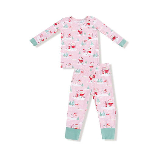 Children's pajama set with reindeer pattern on a white background