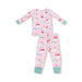 Children's pajama set with reindeer pattern on a white background