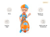 Blippi Tonie with feature icons for story, original cast, and works with all Tonieboxes