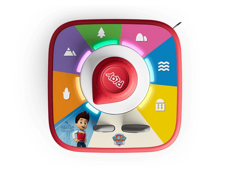 Top view of Tonieplay controller placed on the Adventure Bay board on a Toniebox 2