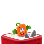 Toy pumpkin character on a red base with a white platform