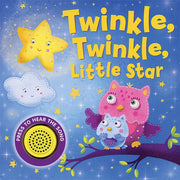 Twinkle Twinkle Little Star sound book cover with owls sitting on a tree branch under a starry sky