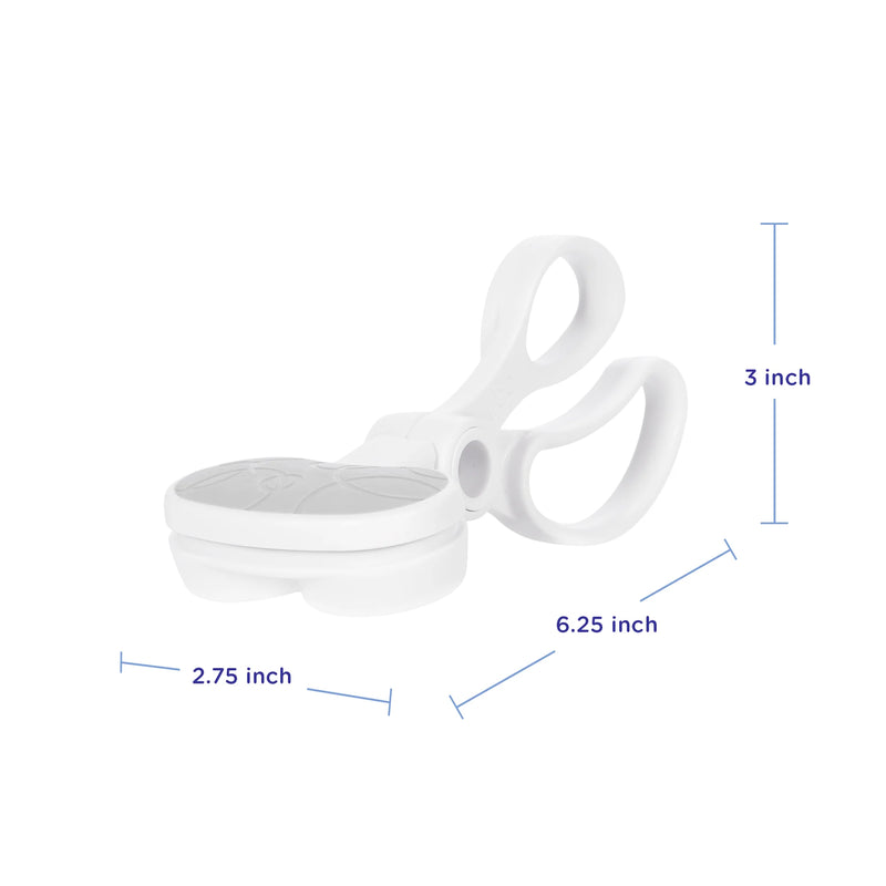 Ubbi Dual Grape Cutter with dimensions labeled