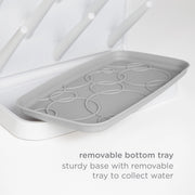 Removable bottom drip tray on the Ubbi Vertical Bottle Drying Rack