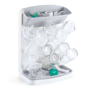 Ubbi Vertical Bottle Drying Rack holding baby bottles, nipples and pacifiers