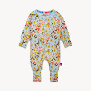Floral-patterned baby onesie on a white background