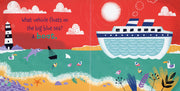 Interior spread of the Vehicles Touch and Feel board book showing a boat traveling on water with bright, playful artwork
