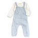 Light blue baby romper with white shirt underneath on a white background