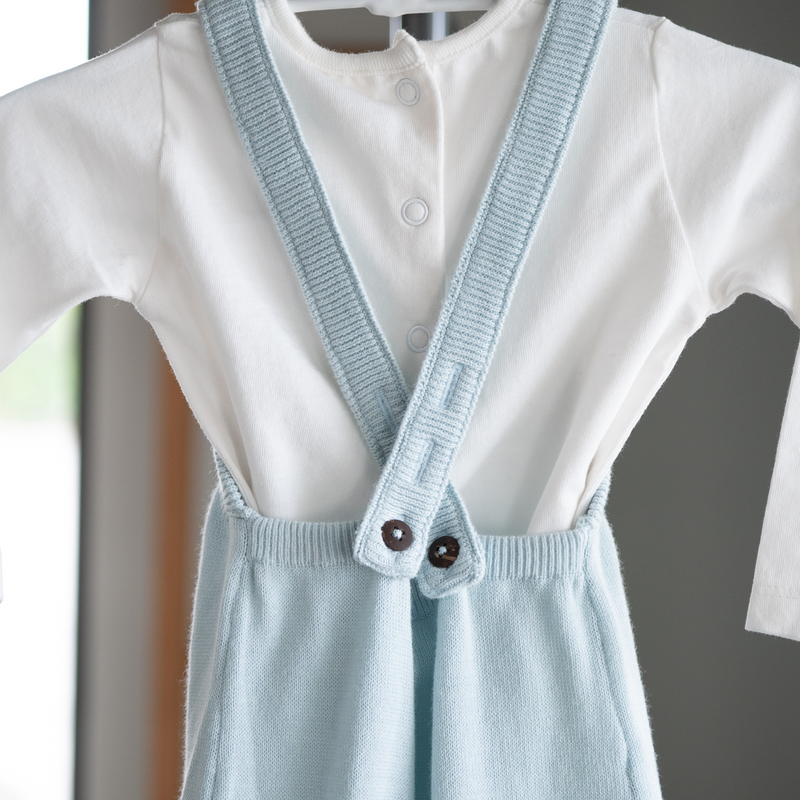 Viverano | Milan-Knit Kangaroo Pocket Overall Jumper & Bodysuit Set | Blue