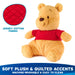Winnie the Pooh plush showing quilted red shirt and jersey ear and foot accents