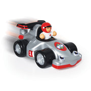 WOW Toys Richie Race Car zooming forward with driver