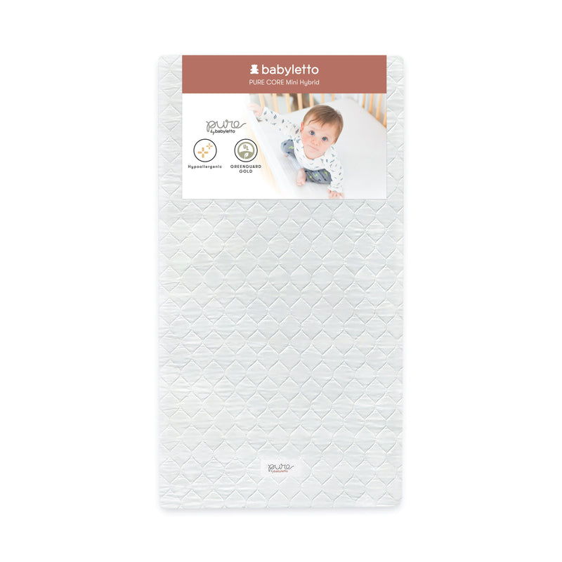 Babyletto Pure Core Mini Crib Mattress w/ Hybrid Quilted Waterproof Cover (Lightweight)