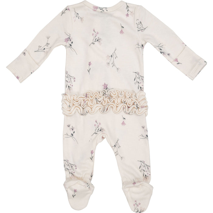 Angel Dear | 2-Way Ruffle Back Zipper Footie | Wispy Floral