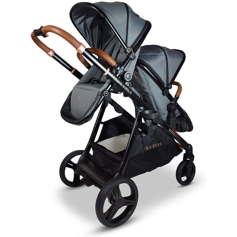 Venice Child Ventura Single to Double Sit-And-Stand Tandem Stroller with 2nd Toddler Seat