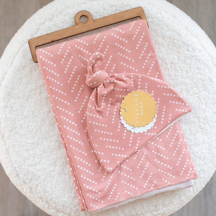 Village Baby Soft and Stretchy Knit Swaddle Blanket- Desert Dots