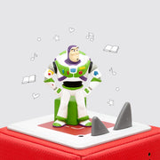Buzz Lightyear Tonie figure on a red Toniebox audio player