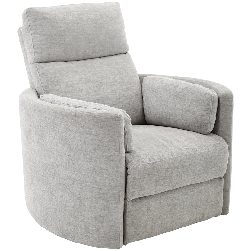 Brixy Radius PLUS power swivel glider recliner in Mineral Grey, angled view