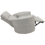 Brixy Radius PLUS power swivel glider recliner in Mineral Grey fully reclined with footrest extended