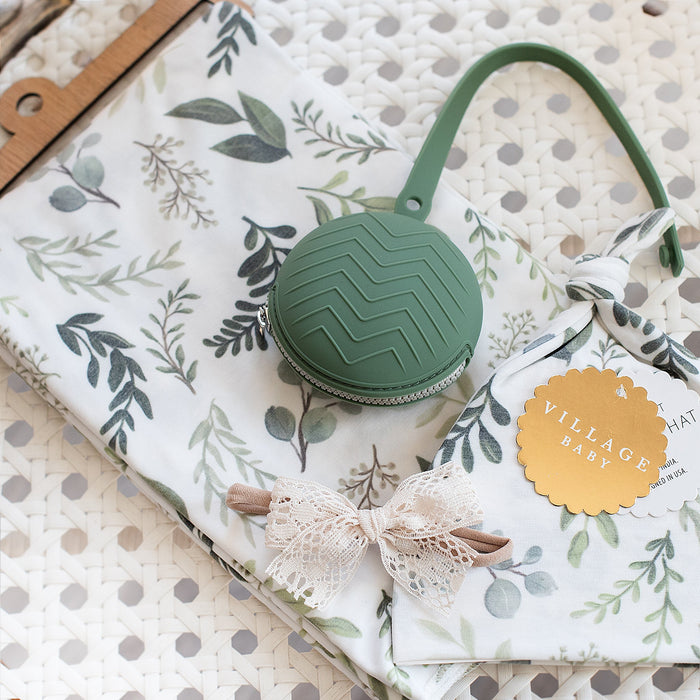 Village Baby Soft and Stretchy Knit Swaddle Blanket- Graceful Greenery