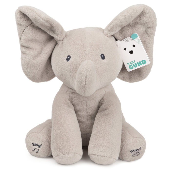 GUND Baby Animated Flappy the Elephant plush on white background