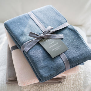 littleheart Organic Fine Knit Blanket Dusty Blue